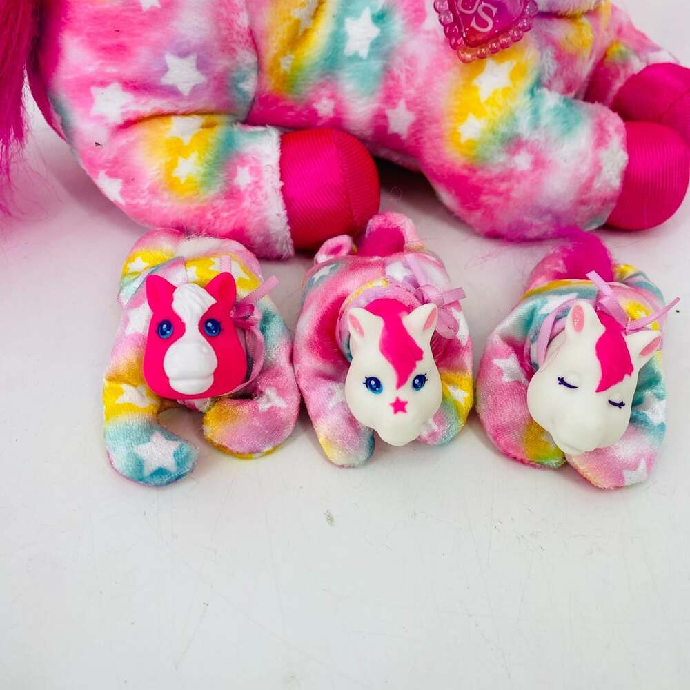 Unicorn Surprise Licorice Plush 3 Babies Pink Rainbow 14" Just Play Pink Rainbow - Picture 2 of 8